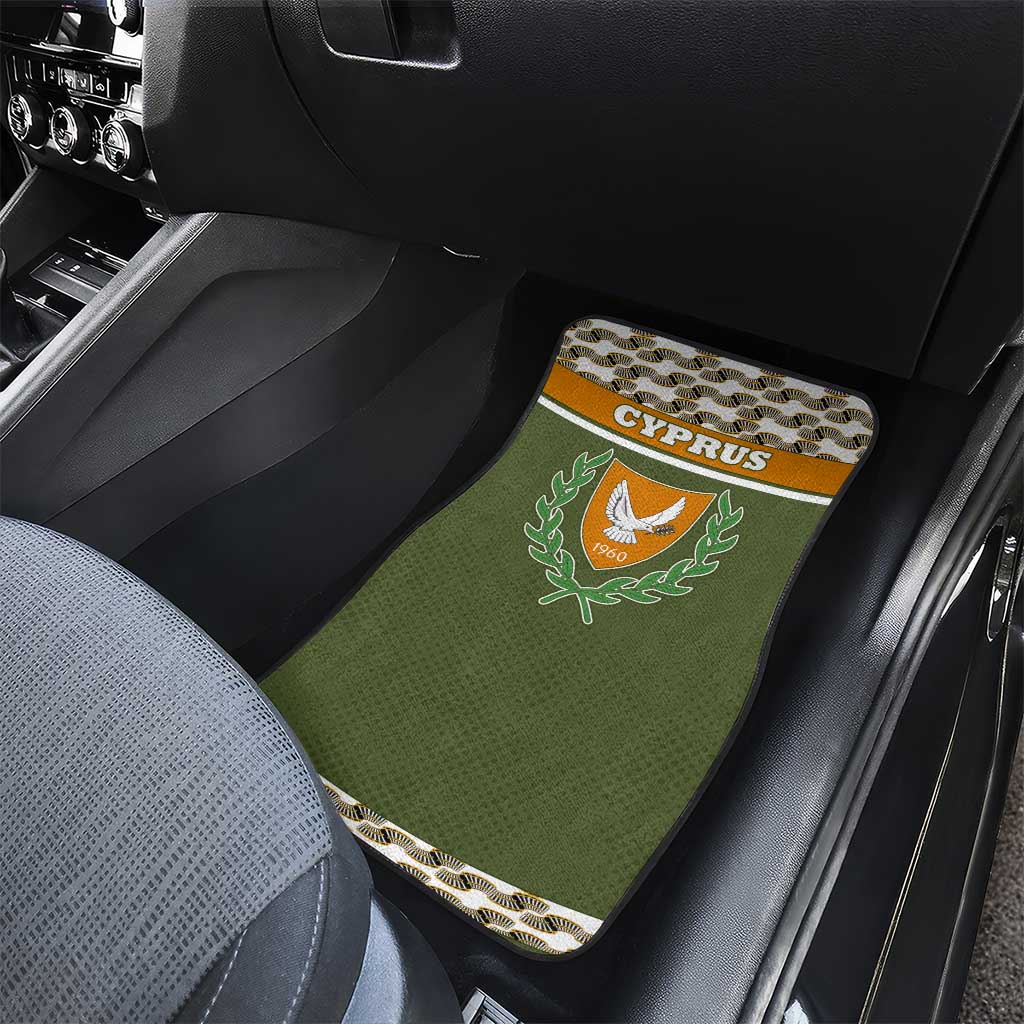 Cyprus Car Mats with Cyclamen Flower Illustration Design and National Emblem - Wonder Print Shop