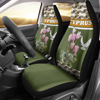 Cyprus Car Seat Cover with Cyclamen Flower Illustration Design and National Emblem - Wonder Print Shop