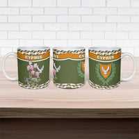 Cyprus Ceramic Mug with Cyclamen Flower Illustration Design and National Emblem - Wonder Print Shop