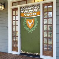 Cyprus Door Cover with Cyclamen Flower Illustration Design and National Emblem - Wonder Print Shop