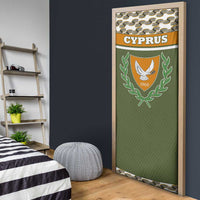 Cyprus Door Cover with Cyclamen Flower Illustration Design and National Emblem - Wonder Print Shop