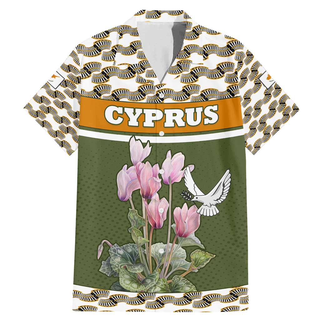 Cyprus Family Matching Mermaid Dress and Hawaiian Shirt with Cyclamen Flower Illustration Design and National Emblem - Wonder Print Shop