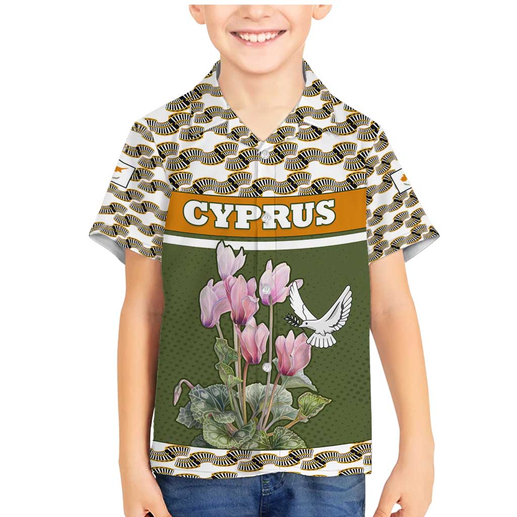 Cyprus Family Matching Mermaid Dress and Hawaiian Shirt with Cyclamen Flower Illustration Design and National Emblem - Wonder Print Shop