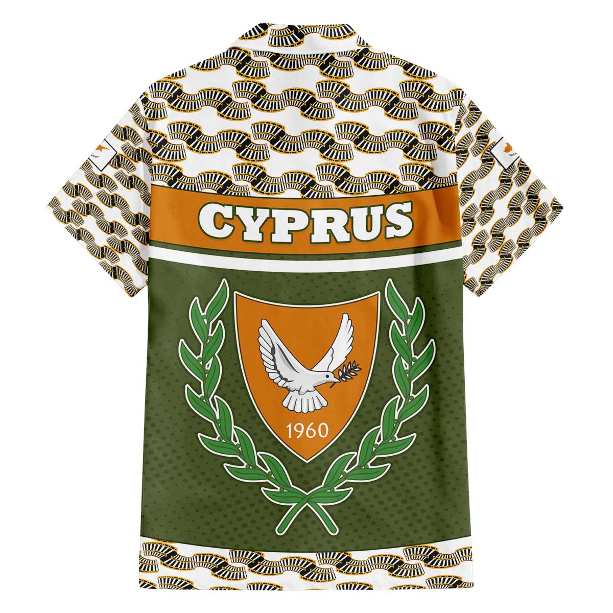 Cyprus Family Matching Off The Shoulder Long Sleeve Dress and Hawaiian Shirt with Cyclamen Flower Illustration Design and National Emblem - Wonder Print Shop