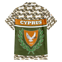 Cyprus Family Matching Off The Shoulder Long Sleeve Dress and Hawaiian Shirt with Cyclamen Flower Illustration Design and National Emblem - Wonder Print Shop