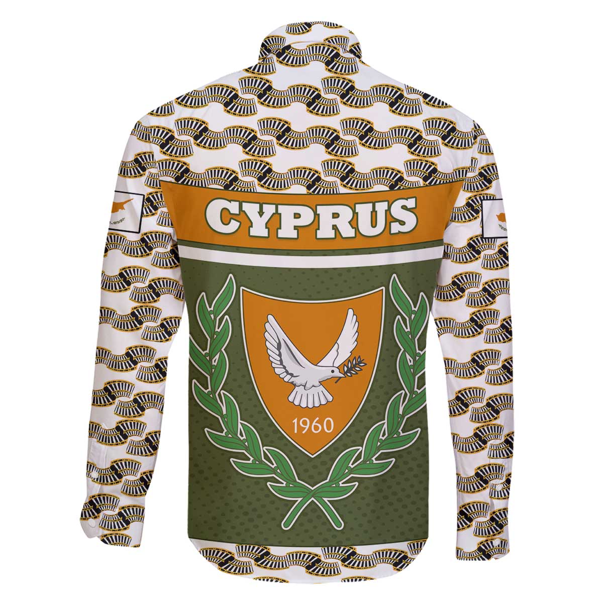 Cyprus Family Matching Off The Shoulder Long Sleeve Dress and Hawaiian Shirt with Cyclamen Flower Illustration Design and National Emblem - Wonder Print Shop