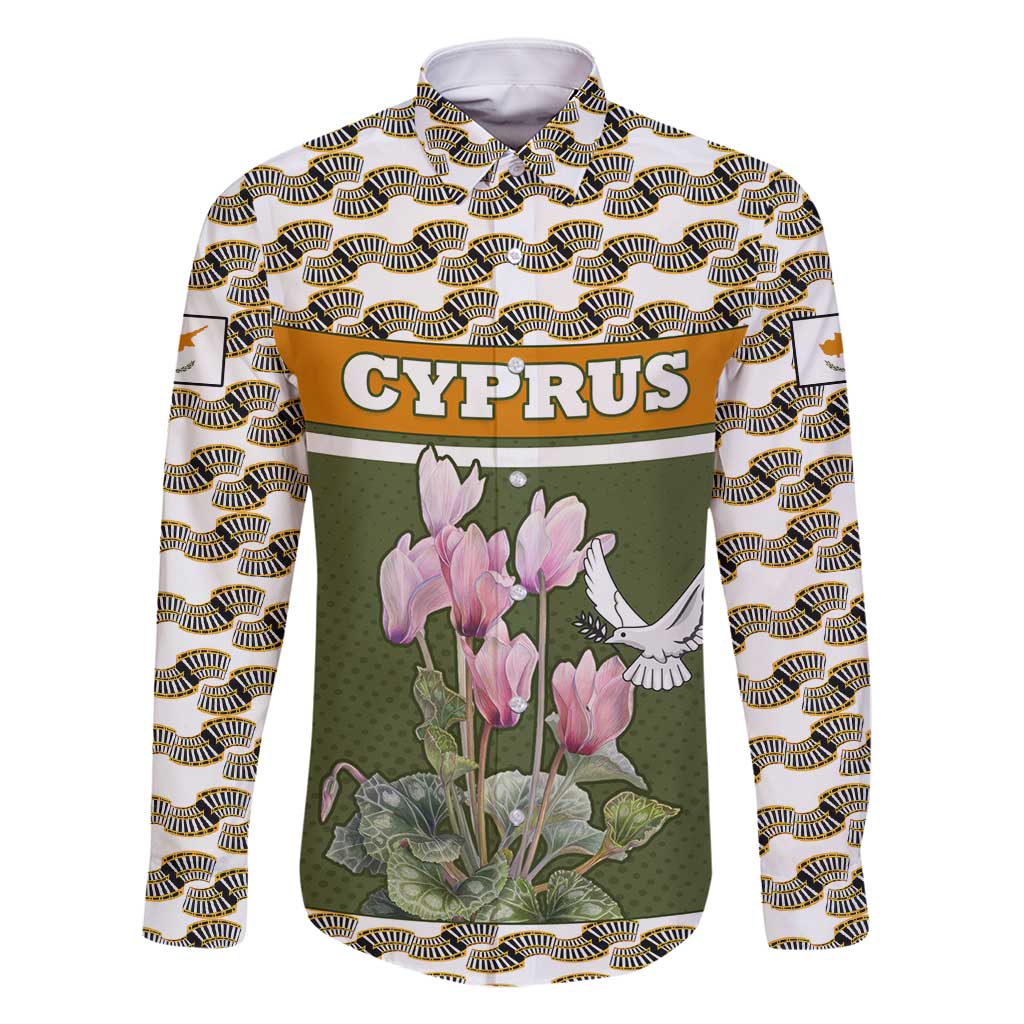 Cyprus Family Matching Off Shoulder Maxi Dress and Hawaiian Shirt with Cyclamen Flower Illustration Design and National Emblem - Wonder Print Shop