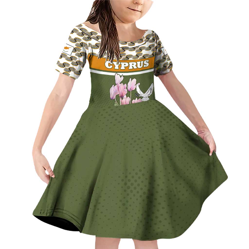 Cyprus Family Matching Off Shoulder Short Dress and Hawaiian Shirt with Cyclamen Flower Illustration Design and National Emblem - Wonder Print Shop