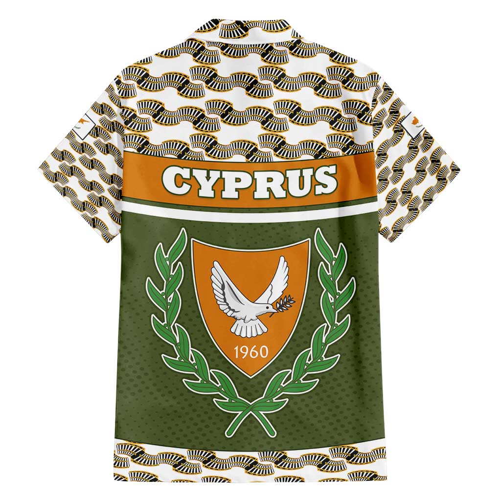 Cyprus Family Matching Off Shoulder Short Dress and Hawaiian Shirt with Cyclamen Flower Illustration Design and National Emblem - Wonder Print Shop