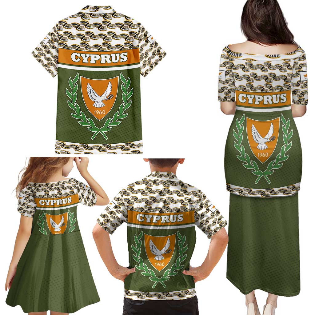 Cyprus Family Matching Puletasi and Hawaiian Shirt with Cyclamen Flower Illustration Design and National Emblem - Wonder Print Shop