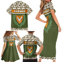 Cyprus Family Matching Short Sleeve Bodycon Dress and Hawaiian Shirt with Cyclamen Flower Illustration Design and National Emblem - Wonder Print Shop