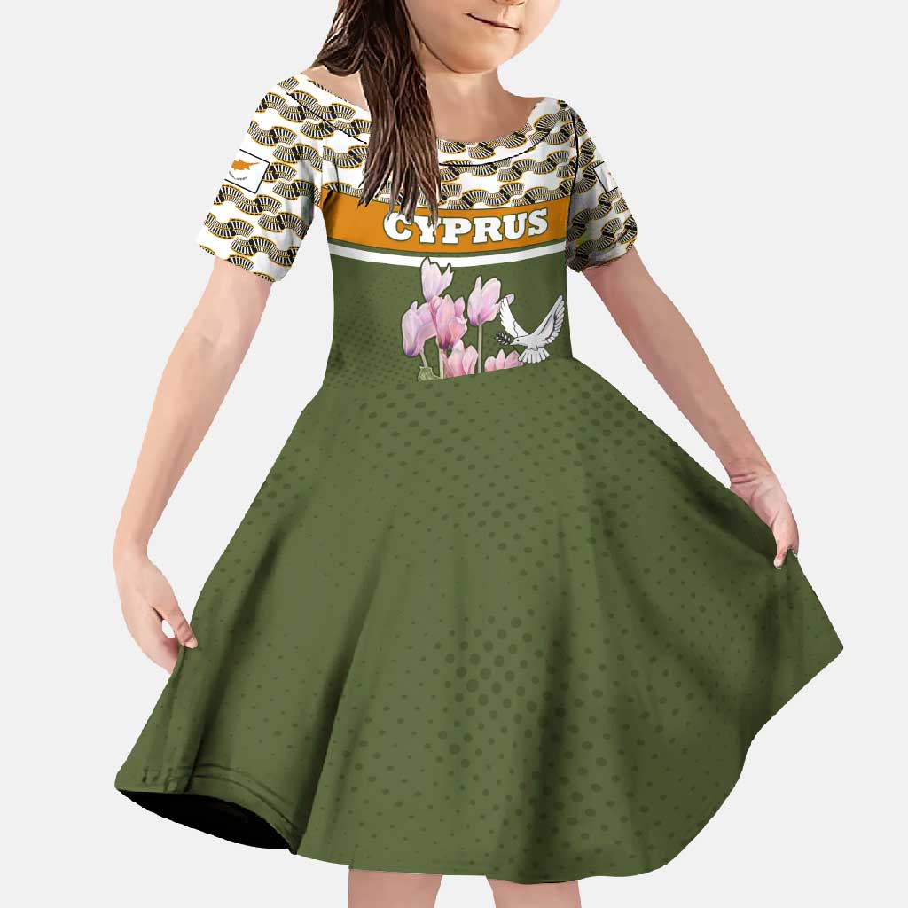 Cyprus Family Matching Summer Maxi Dress and Hawaiian Shirt with Cyclamen Flower Illustration Design and National Emblem - Wonder Print Shop