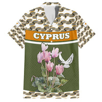 Cyprus Family Matching Summer Maxi Dress and Hawaiian Shirt with Cyclamen Flower Illustration Design and National Emblem - Wonder Print Shop