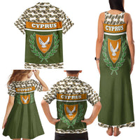 Cyprus Family Matching Tank Maxi Dress and Hawaiian Shirt with Cyclamen Flower Illustration Design and National Emblem - Wonder Print Shop