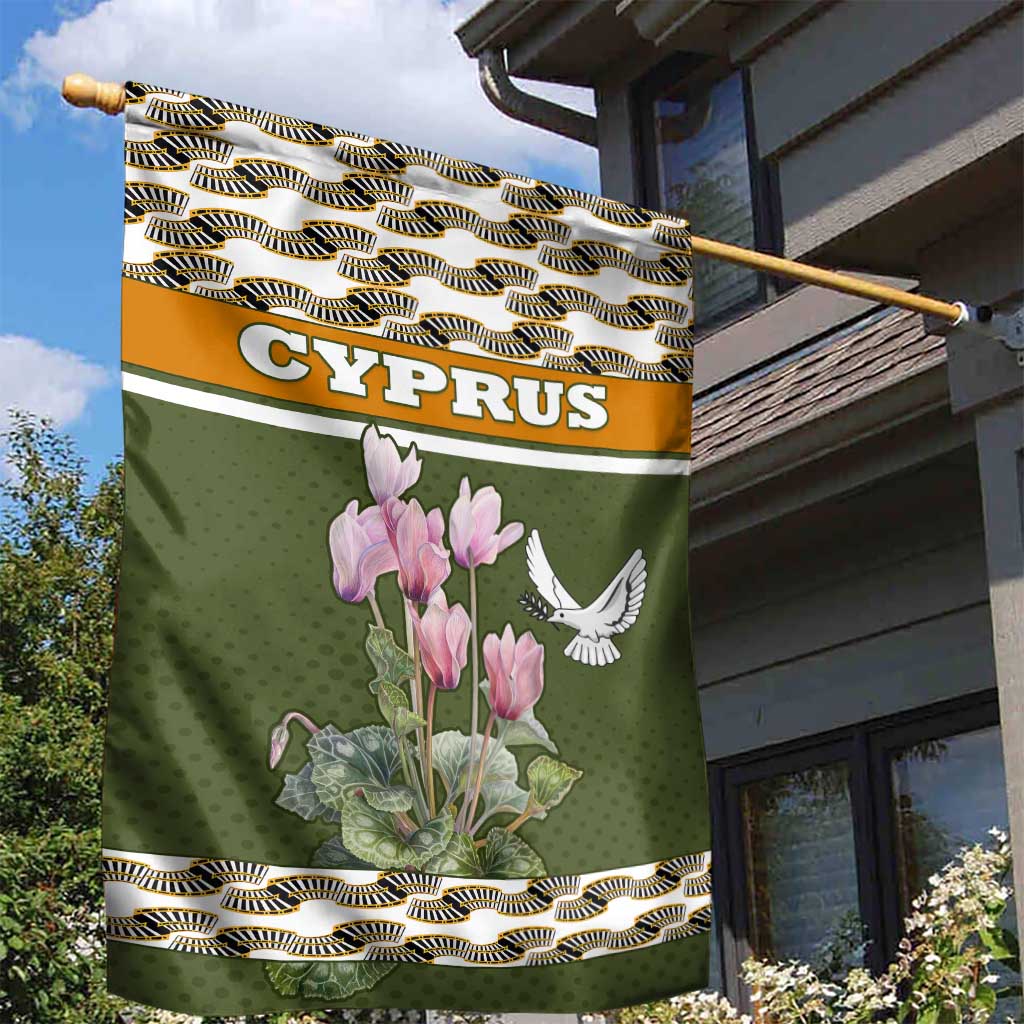 Cyprus Garden Flag with Cyclamen Flower Illustration Design and National Emblem - Wonder Print Shop