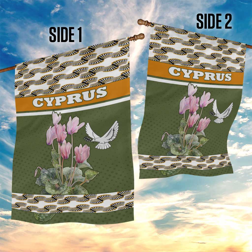 Cyprus Garden Flag with Cyclamen Flower Illustration Design and National Emblem - Wonder Print Shop