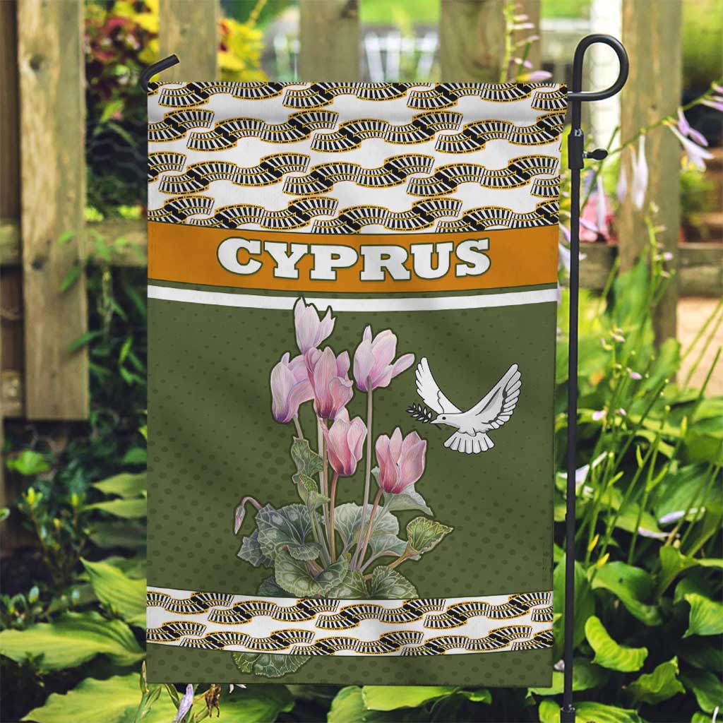 Cyprus Garden Flag with Cyclamen Flower Illustration Design and National Emblem - Wonder Print Shop