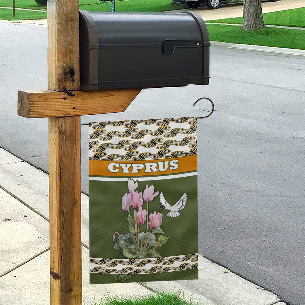 Cyprus Garden Flag with Cyclamen Flower Illustration Design and National Emblem - Wonder Print Shop
