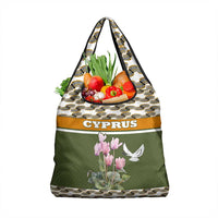 Cyprus Grocery Bag with Cyclamen Flower Illustration Design and National Emblem - Wonder Print Shop