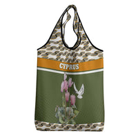 Cyprus Grocery Bag with Cyclamen Flower Illustration Design and National Emblem - Wonder Print Shop