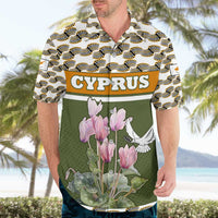 Cyprus Hawaiian Shirt with Cyclamen Flower Illustration Design and National Emblem - Wonder Print Shop