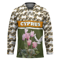 Cyprus Hockey Jersey with Cyclamen Flower Illustration Design and National Emblem - Wonder Print Shop