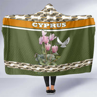 Cyprus Hooded Blanket with Cyclamen Flower Illustration Design and National Emblem - Wonder Print Shop