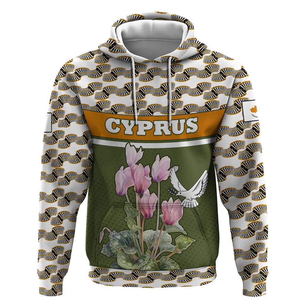 Cyprus Hoodie with Cyclamen Flower Illustration Design and National Emblem - Wonder Print Shop