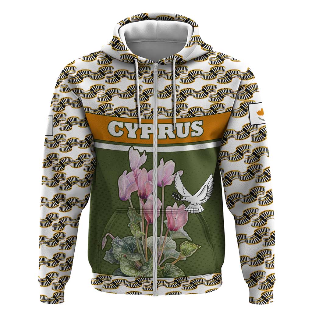 Cyprus Hoodie with Cyclamen Flower Illustration Design and National Emblem - Wonder Print Shop