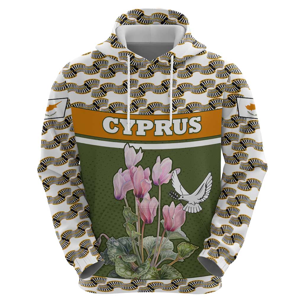 Cyprus Hoodie with Cyclamen Flower Illustration Design and National Emblem - Wonder Print Shop