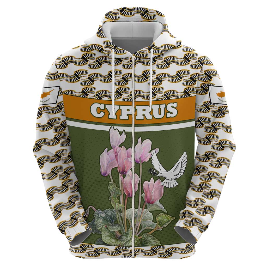 Cyprus Hoodie with Cyclamen Flower Illustration Design and National Emblem - Wonder Print Shop