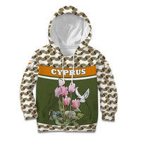 Cyprus Kid Hoodie with Cyclamen Flower Illustration Design and National Emblem - Wonder Print Shop