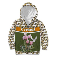 Cyprus Kid Hoodie with Cyclamen Flower Illustration Design and National Emblem - Wonder Print Shop