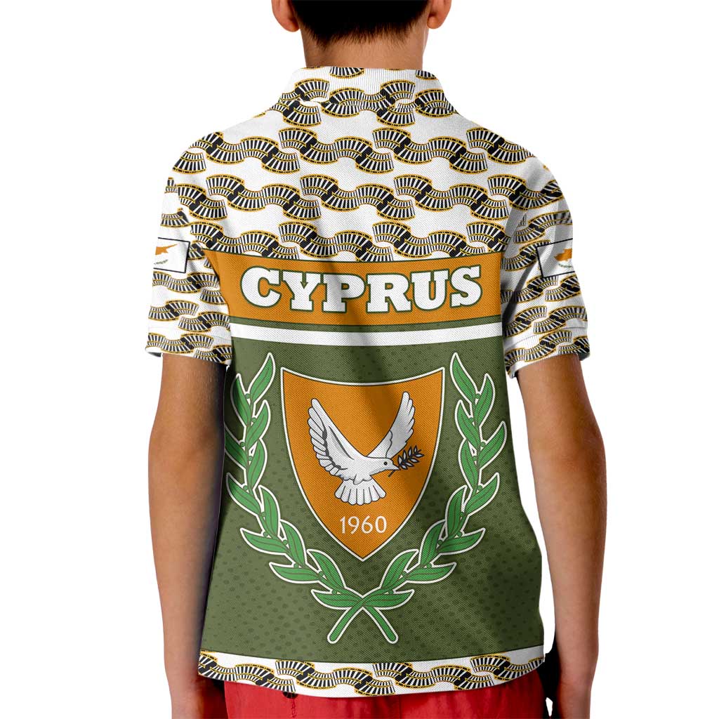 Cyprus Kid Polo Shirt with Cyclamen Flower Illustration Design and National Emblem - Wonder Print Shop