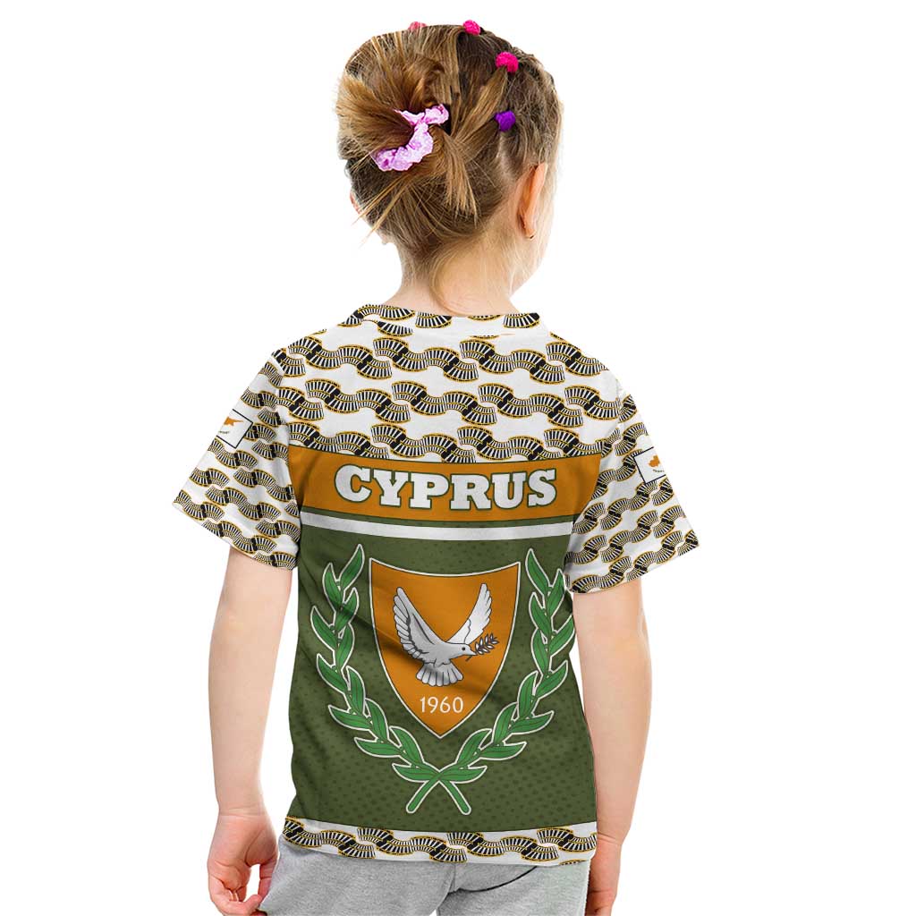 Cyprus Kid T Shirt with Cyclamen Flower Illustration Design and National Emblem - Wonder Print Shop