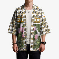 Cyprus Kimono with Cyclamen Flower Illustration Design and National Emblem - Wonder Print Shop