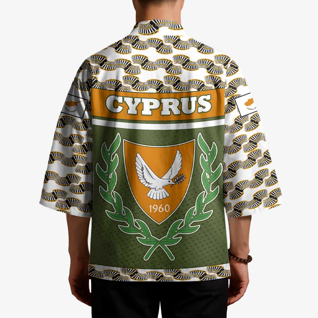 Cyprus Kimono with Cyclamen Flower Illustration Design and National Emblem - Wonder Print Shop