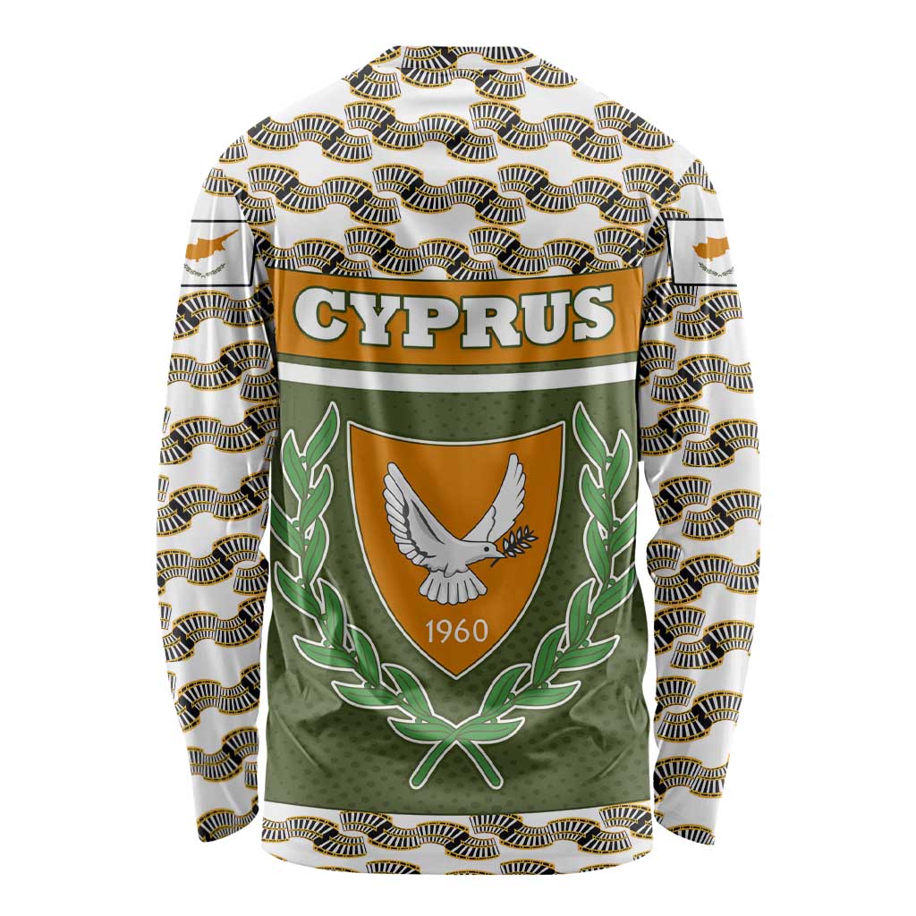 Cyprus Long Sleeve Shirt with Cyclamen Flower Illustration Design and National Emblem - Wonder Print Shop