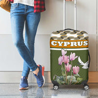 Cyprus Luggage Cover with Cyclamen Flower Illustration Design and National Emblem - Wonder Print Shop