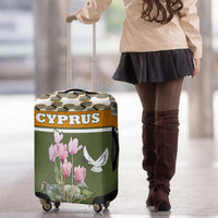 Cyprus Luggage Cover with Cyclamen Flower Illustration Design and National Emblem - Wonder Print Shop