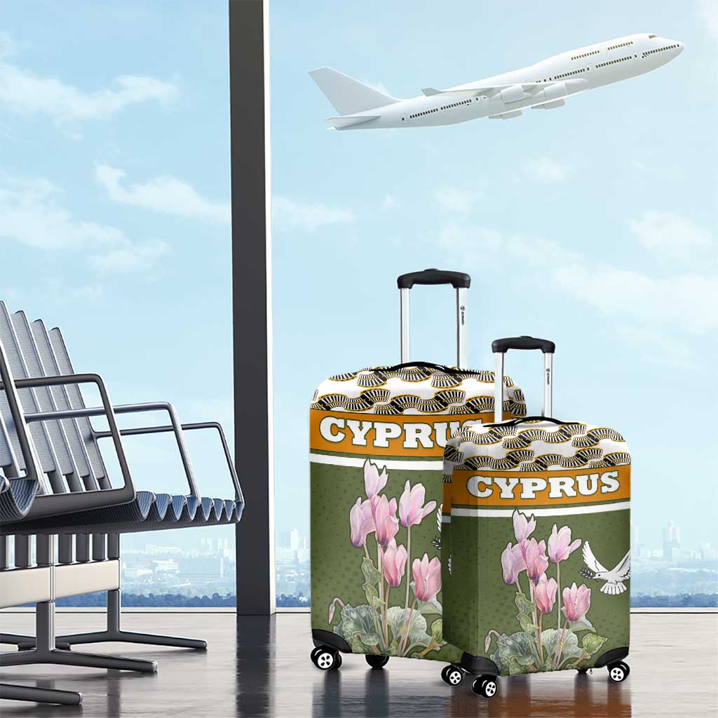 Cyprus Luggage Cover with Cyclamen Flower Illustration Design and National Emblem - Wonder Print Shop