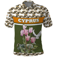 Cyprus Polo Shirt with Cyclamen Flower Illustration Design and National Emblem - Wonder Print Shop