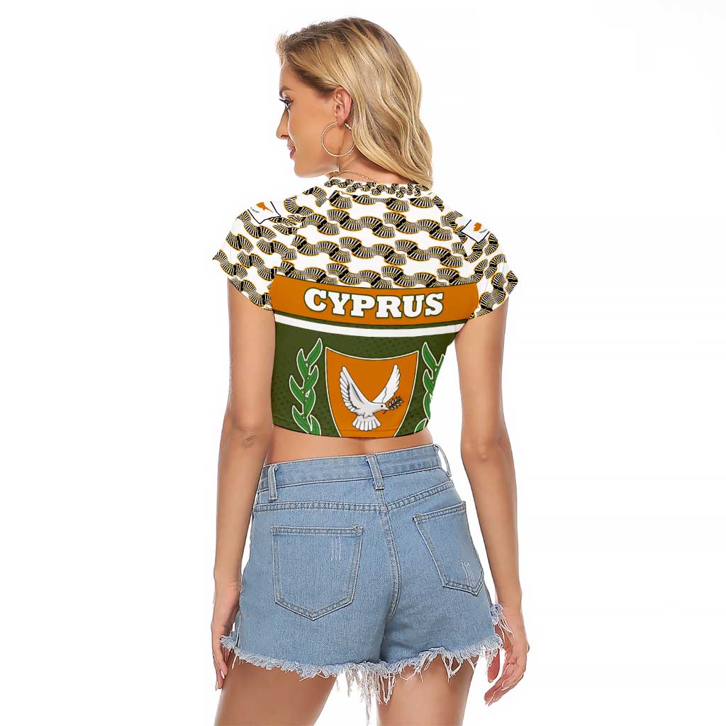 Cyprus Raglan Cropped T Shirt with Cyclamen Flower Illustration Design and National Emblem - Wonder Print Shop