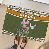 Cyprus Rubber Doormat with Cyclamen Flower Illustration Design and National Emblem - Wonder Print Shop