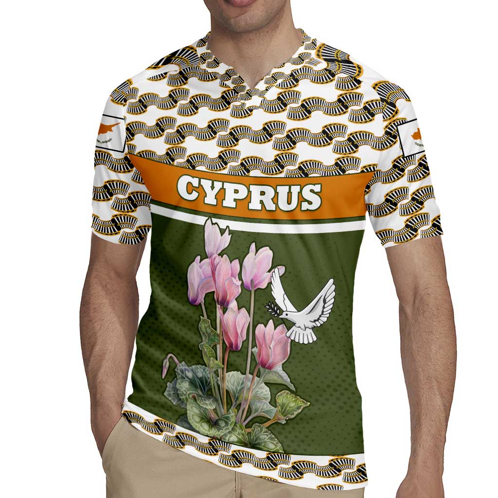 Cyprus Rugby Jersey with Cyclamen Flower Illustration Design and National Emblem - Wonder Print Shop