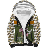 Cyprus Sherpa Hoodie with Cyclamen Flower Illustration Design and National Emblem - Wonder Print Shop