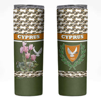 Cyprus Skinny Tumbler with Cyclamen Flower Illustration Design and National Emblem - Wonder Print Shop