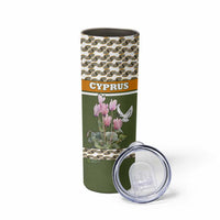 Cyprus Skinny Tumbler with Cyclamen Flower Illustration Design and National Emblem - Wonder Print Shop
