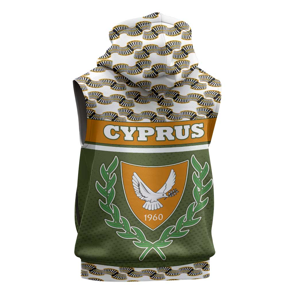 Cyprus Sleeveless Zip Hoodie with Cyclamen Flower Illustration Design and National Emblem - Wonder Print Shop