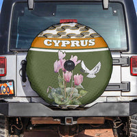 Cyprus Spare Tire Cover with Cyclamen Flower Illustration Design and National Emblem - Wonder Print Shop